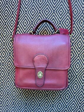 Vintage Coach station bag BORDEAUX with brass  5130
